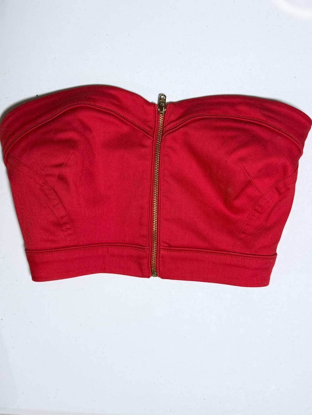 BNWT H&M Red Strapless Zip-Front Bustier